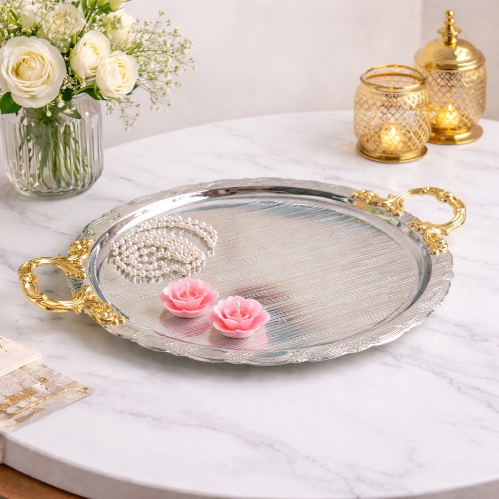 MARKET99 Oval Decorative Tray (Iron, 34.5 x 26cm)