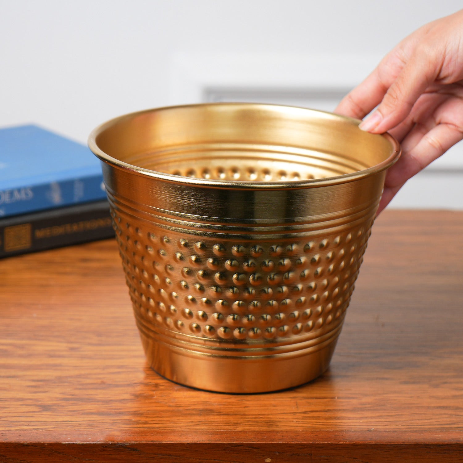 VON CASA Golden Iron Dotted Embossed Planter
