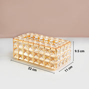 Golden Crystal Glass Tissue Box - Rectangle Shape