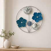 Golden & Blue Round Sunflower Wall Plaque