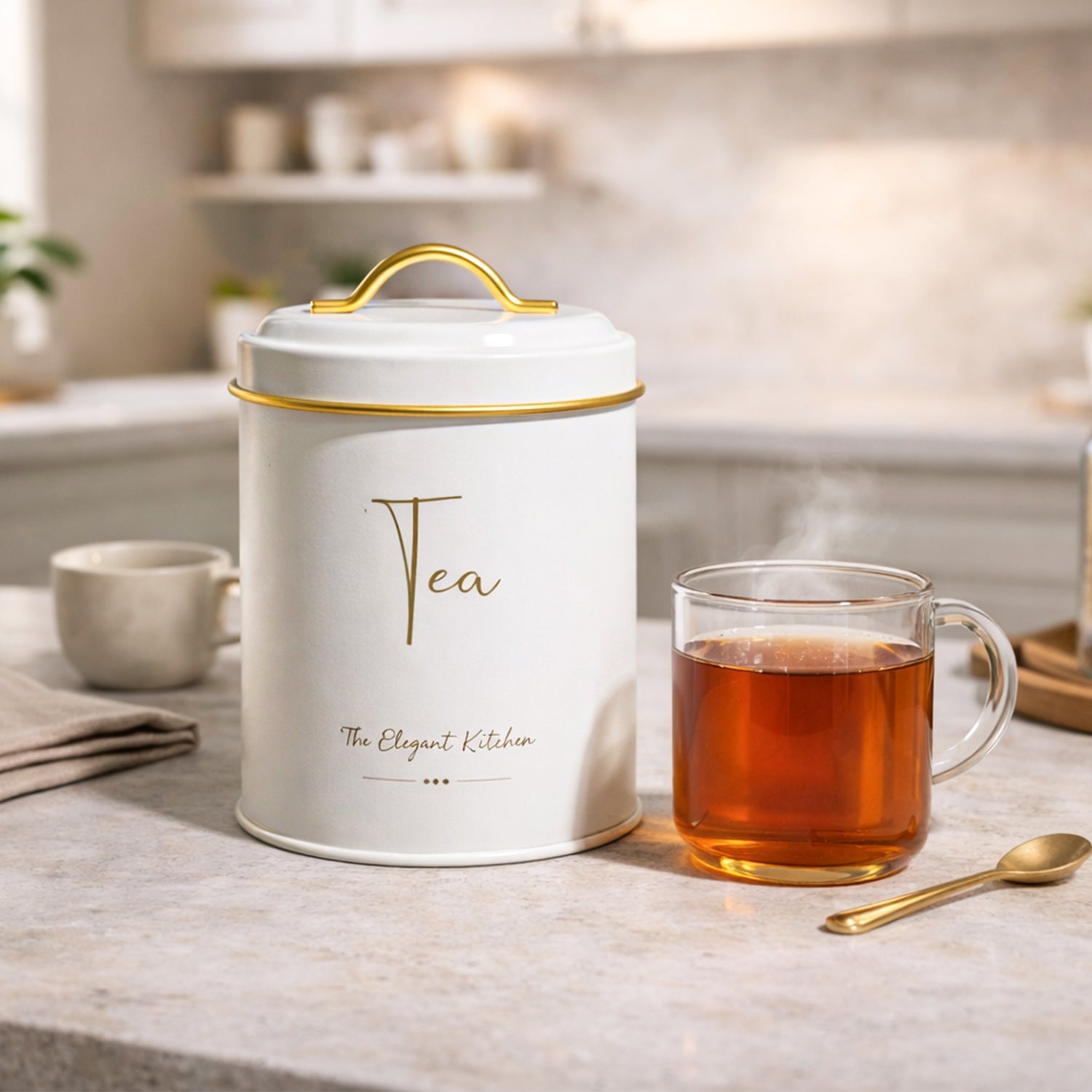 VON CASA White Iron Tea Storage Jar - 1100 mL