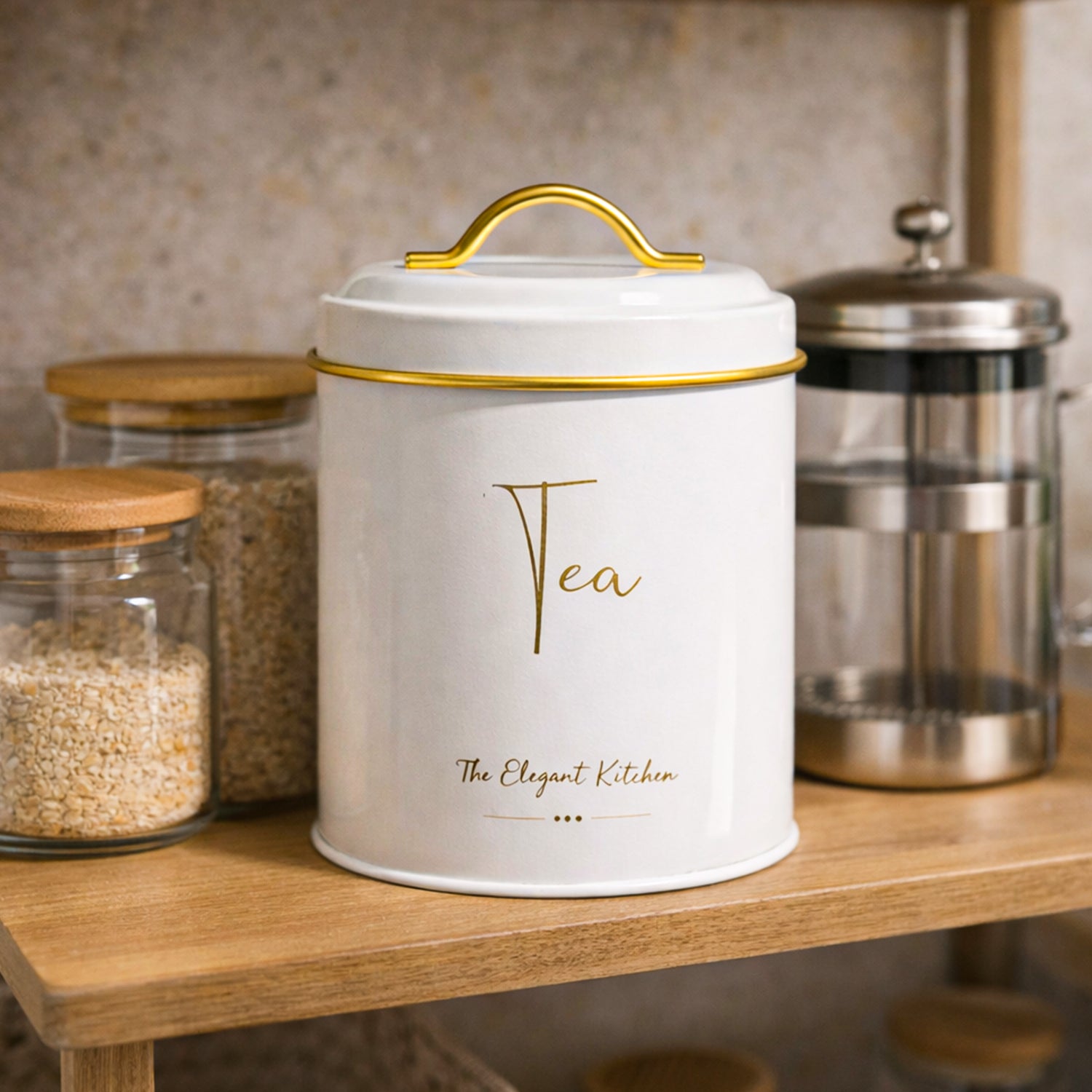VON CASA White Iron Tea Storage Jar - 1100 mL