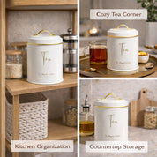VON CASA White Iron Tea Storage Jar - 1100 mL