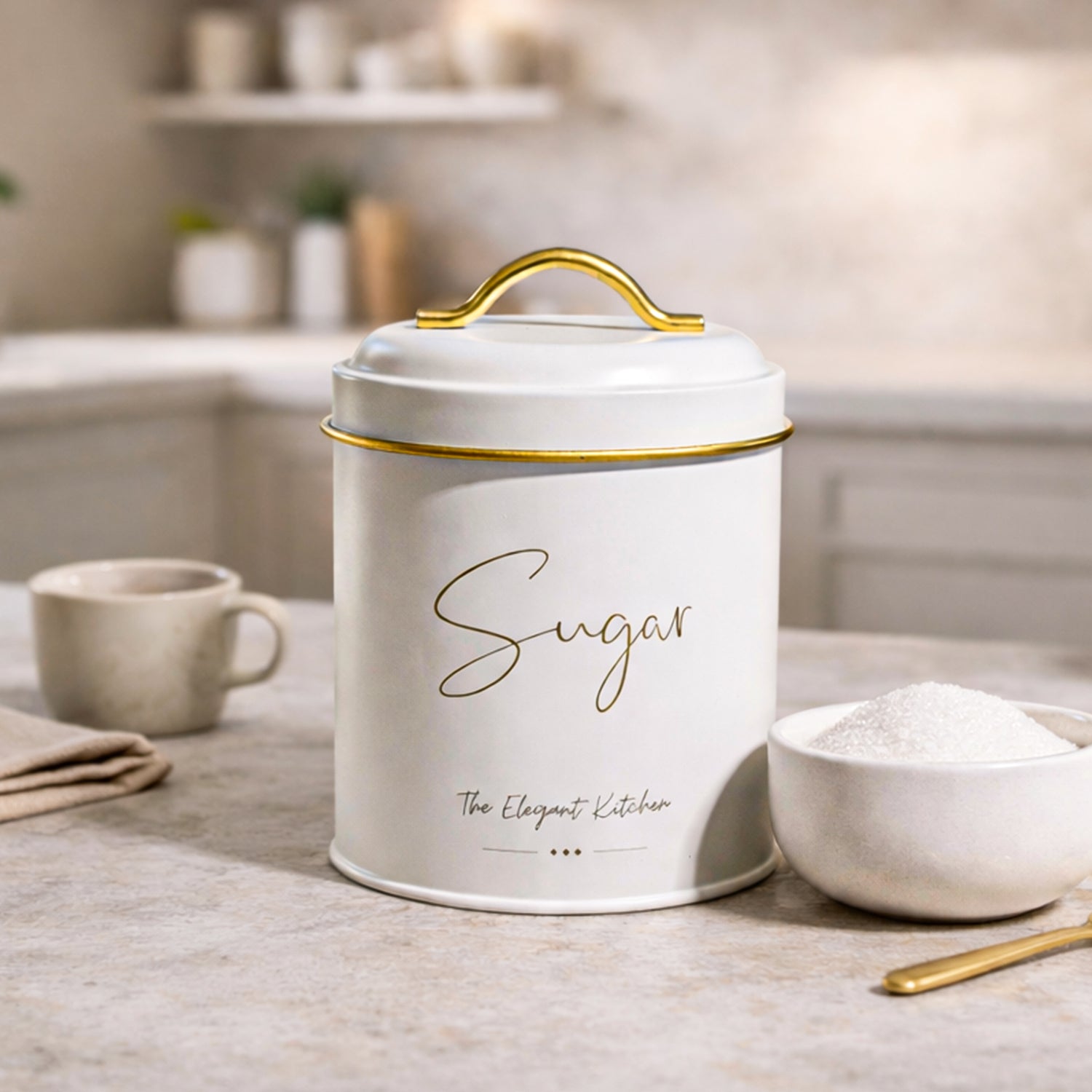 VON CASA White Iron Sugar Storage Jar - 1100 mL