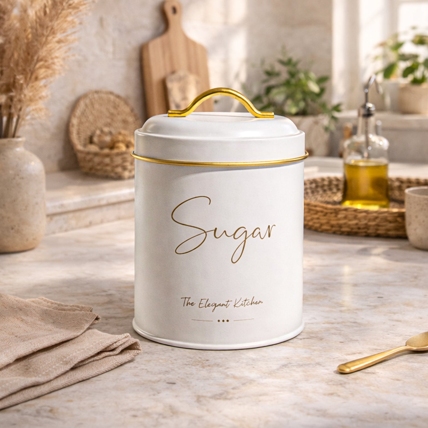 VON CASA White Iron Sugar Storage Jar - 1100 mL