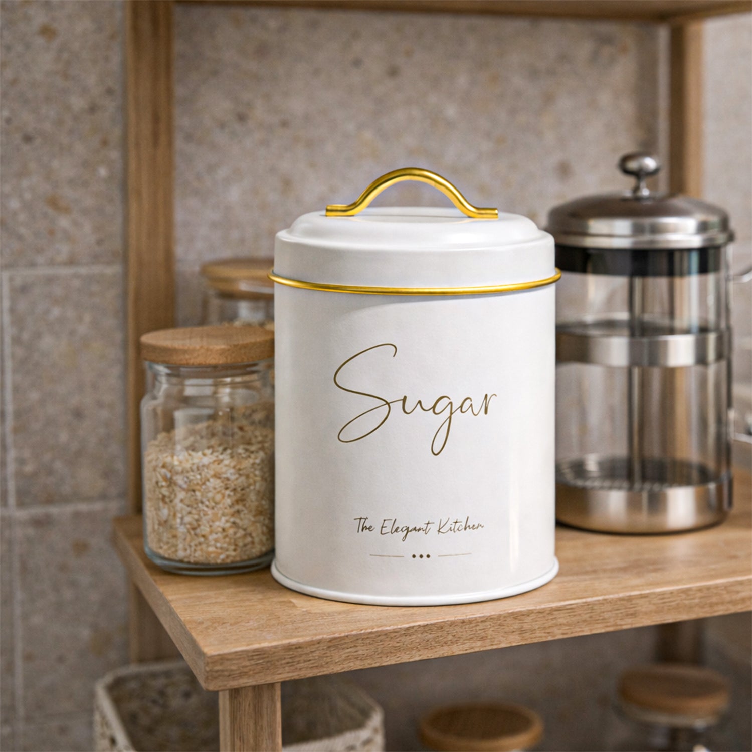 VON CASA White Iron Sugar Storage Jar - 1100 mL