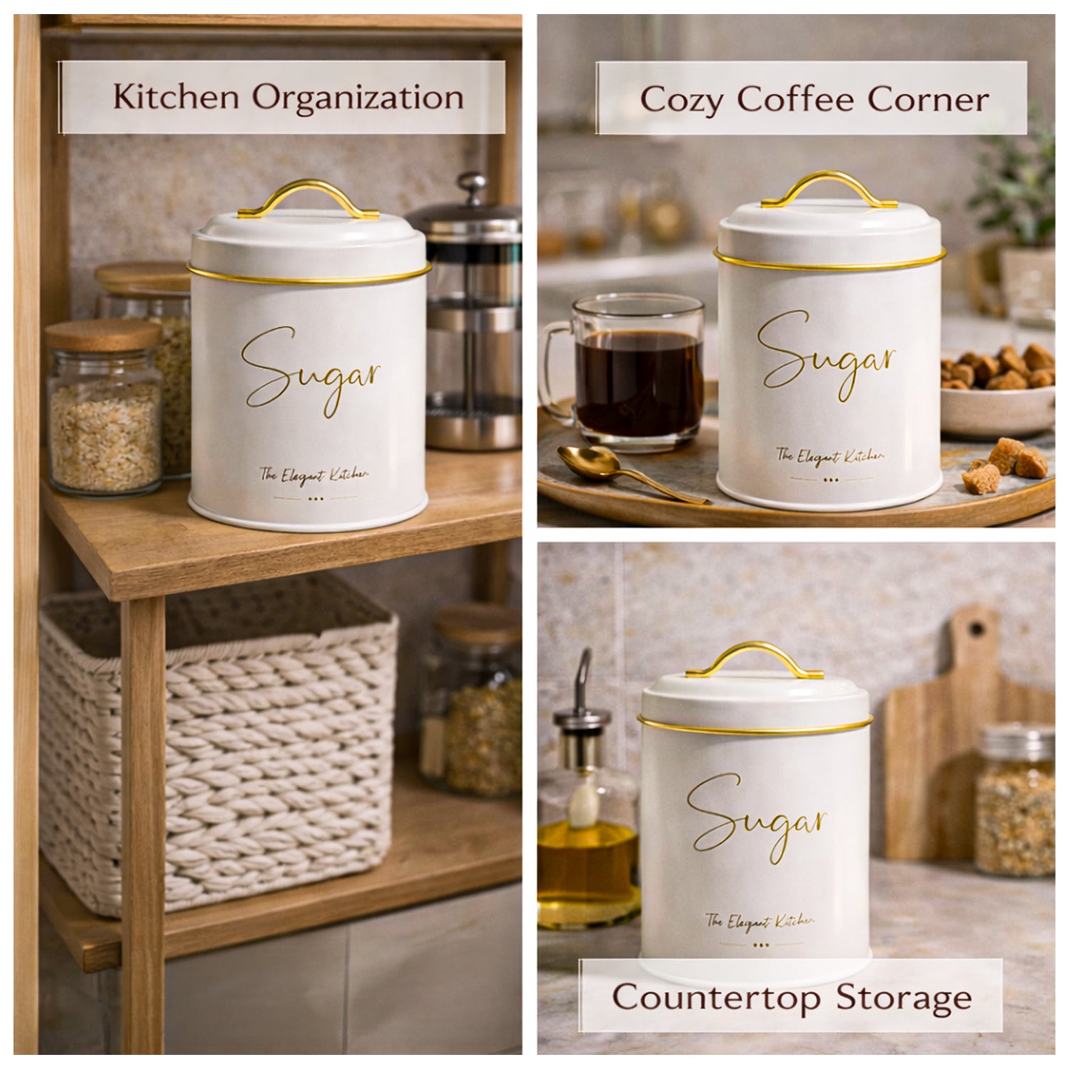 VON CASA White Iron Sugar Storage Jar - 1100 mL