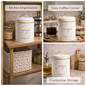 VON CASA White Iron Sugar Storage Jar - 1100 mL