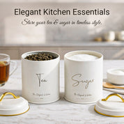 VON CASA White Iron Tea & Sugar Storage Jar Set - 2 Pcs, 1100mL