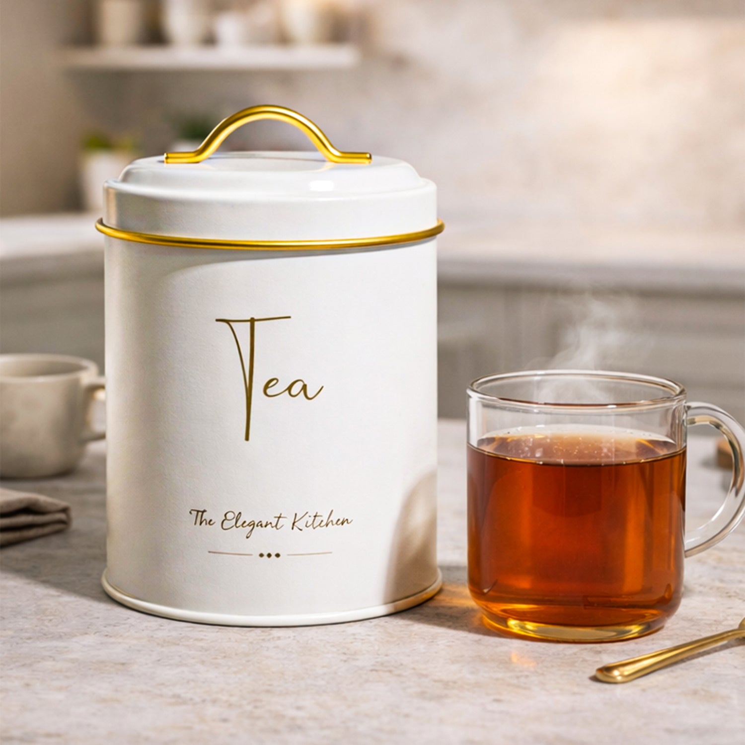 VON CASA White Iron Tea & Sugar Storage Jar Set - 2 Pcs, 1100mL