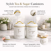 VON CASA White Iron Tea & Sugar Storage Jar Set - 2 Pcs, 1100mL