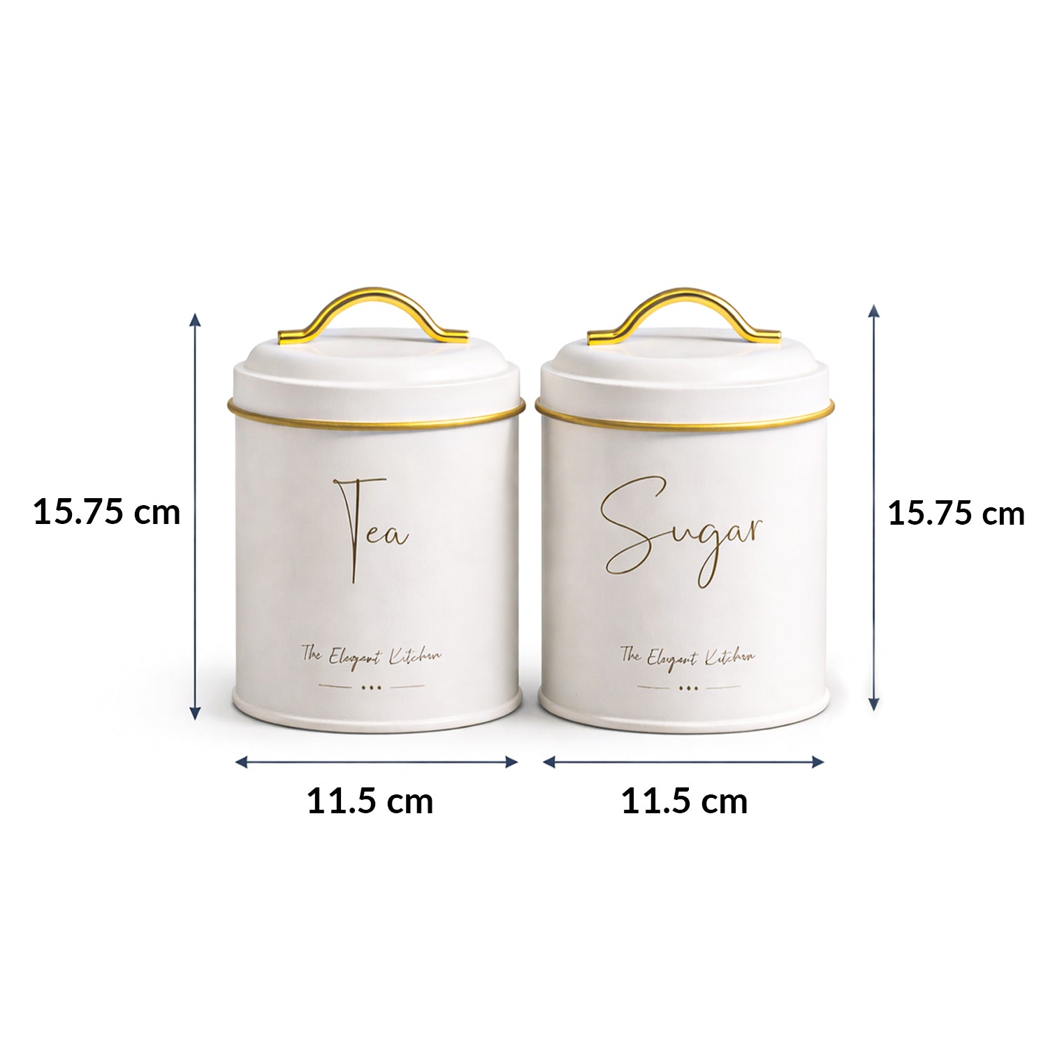 VON CASA White Iron Tea & Sugar Storage Jar Set - 2 Pcs, 1100mL