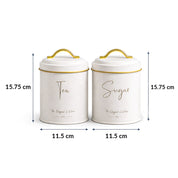 VON CASA White Iron Tea & Sugar Storage Jar Set - 2 Pcs, 1100mL