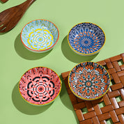 VON CASA Multi-Color Ceramic Chutney Bowl Set - 4 Pcs, 90mL Each