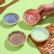 VON CASA Multi-Color Ceramic Chutney Bowl Set - 4 Pcs, 90mL Each