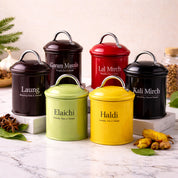 VON CASA Multi-Color Galvanised Iron Spice Storage Set - 6 Pcs, 250mL