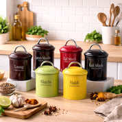 VON CASA Multi-Color Galvanised Iron Spice Storage Set - 6 Pcs, 250mL