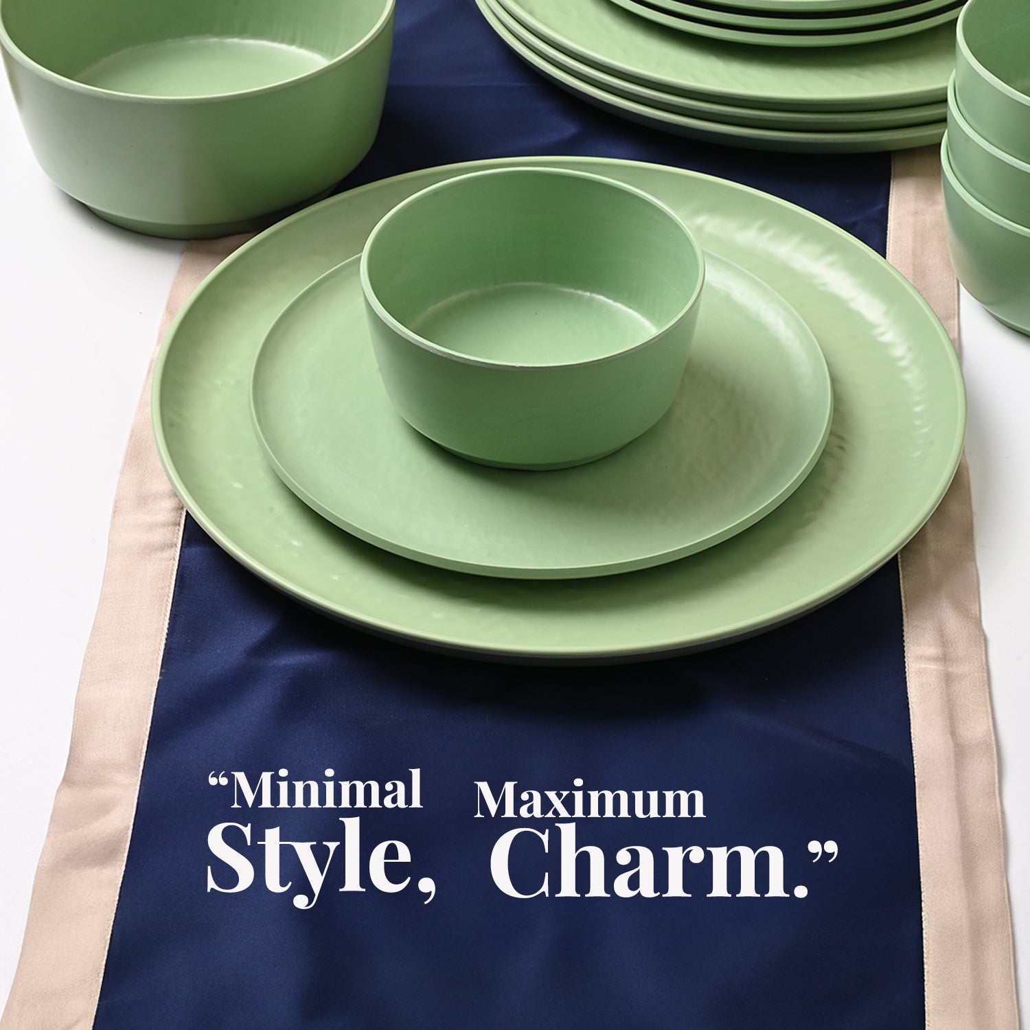 VON CASA Hammered Green Dinner Set – 20 Pcs