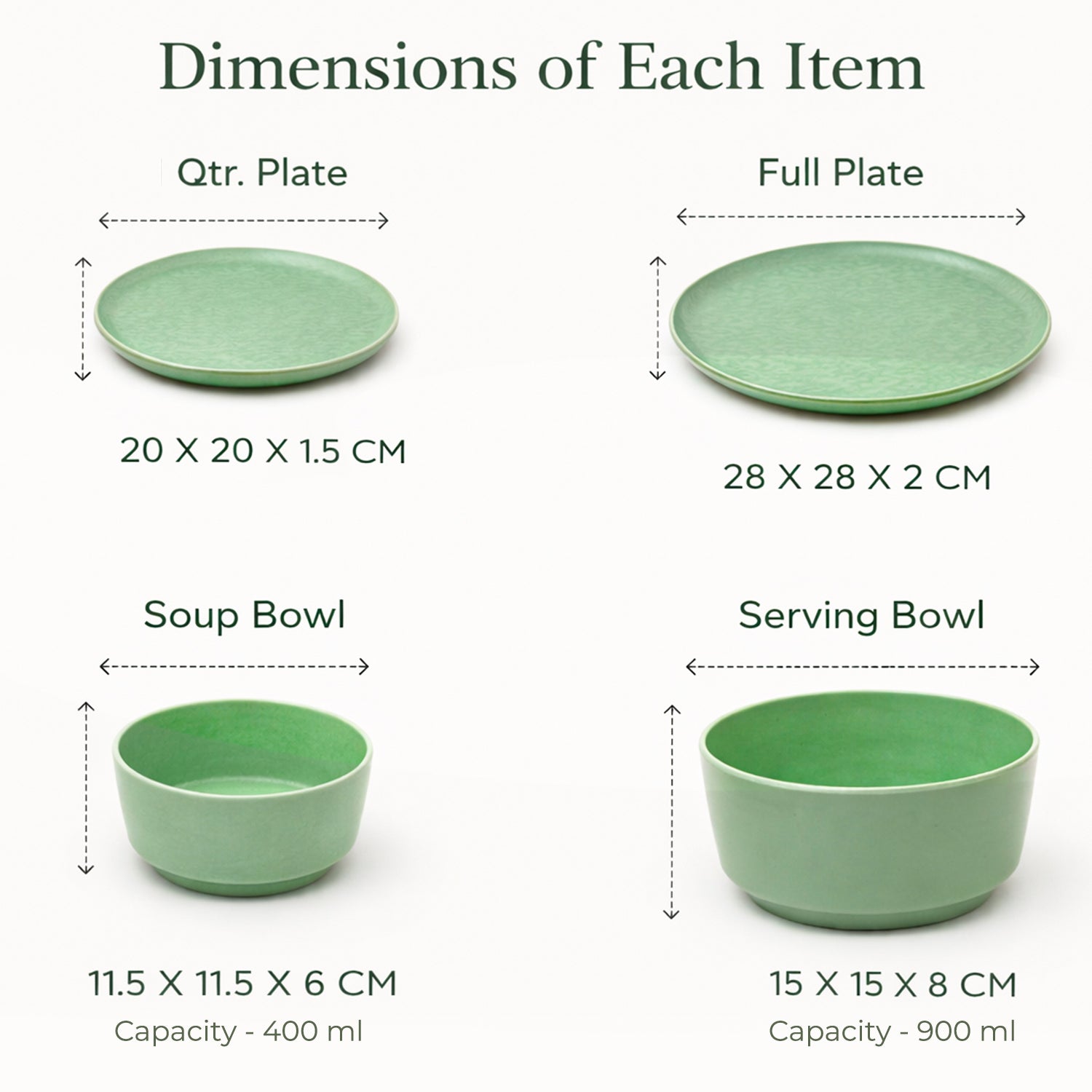 VON CASA Hammered Green Dinner Set – 20 Pcs