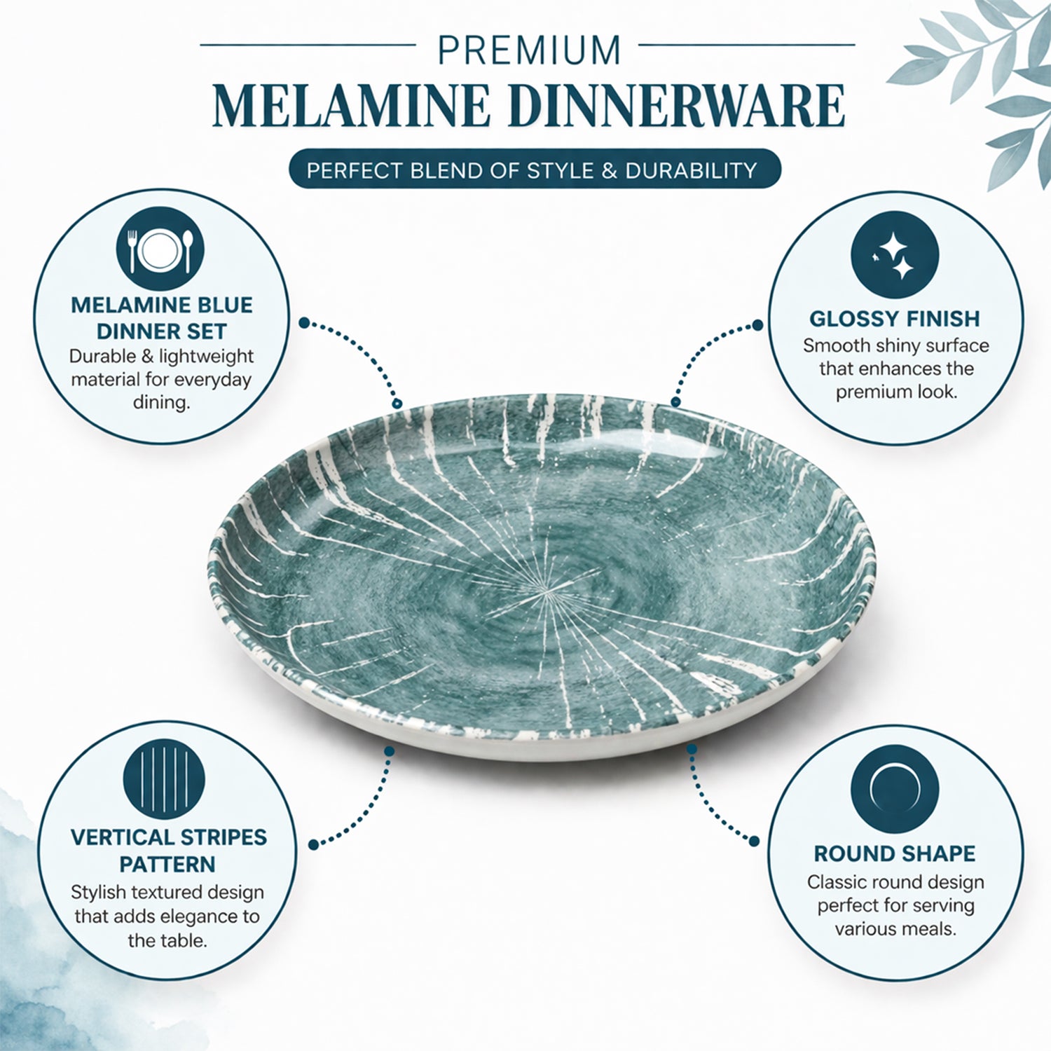 VON CASA Dreams Blue Dinner Set – 14 Pcs