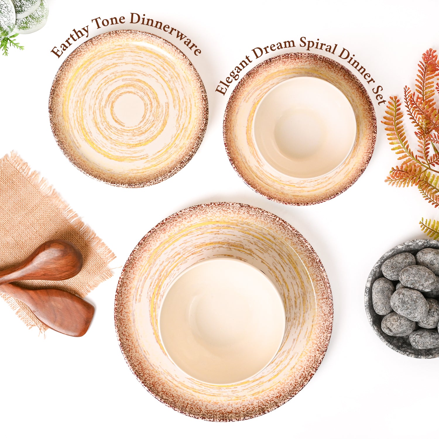 VON CASA Cream Dreams Spiral Dinner Set – 20 Pcs