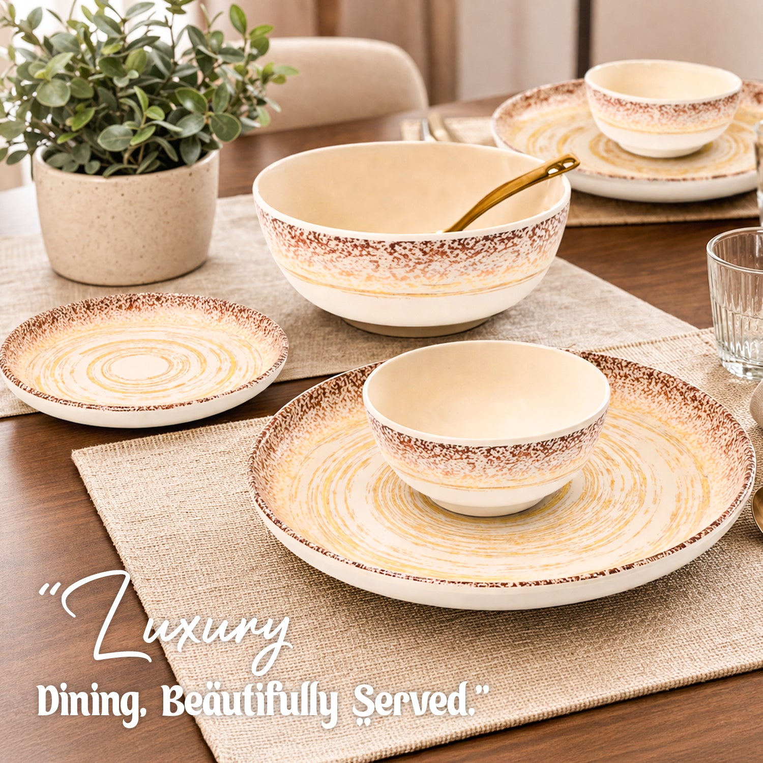 VON CASA Cream Dreams Spiral Dinner Set – 20 Pcs