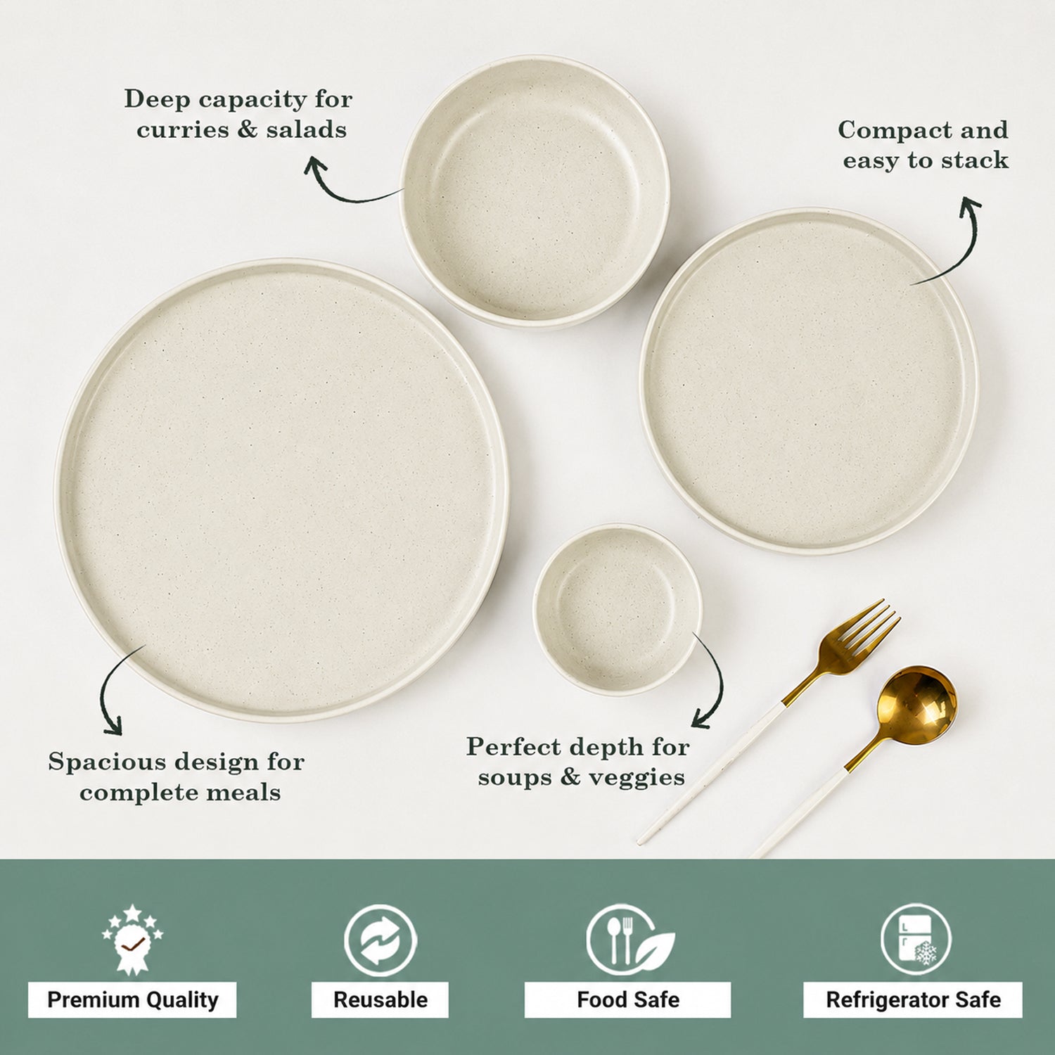 VON CASA Minto Pastel Green Dinner Set – 20 Pcs