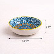 VON CASA Multicolor Mandala Pad-Printed Ceramic Dip Bowls (90ml) – Round Glossy Artisan Serving Set