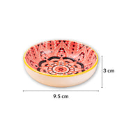 Von Casa Red Mandala Printed 90ml Mini Bowl Set (4 Pieces) – Glossy Ceramic Dip & Chutney Bowls