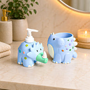 VON CASA Blue Dinosaur Soap Dispenser & Bathroom Holder Set