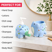 VON CASA Blue Dinosaur Soap Dispenser & Bathroom Holder Set