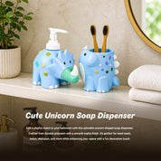 VON CASA Blue Dinosaur Soap Dispenser & Bathroom Holder Set
