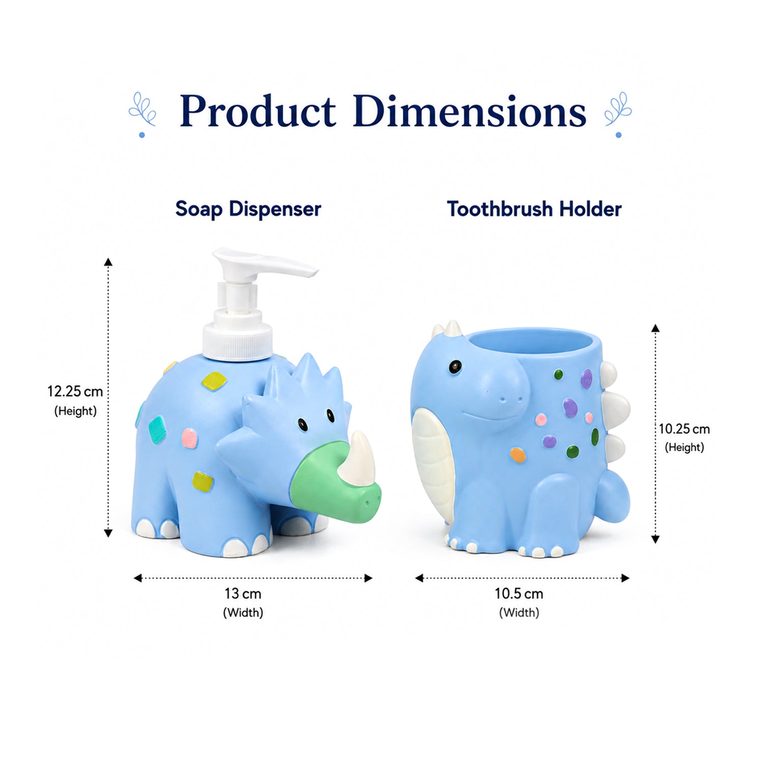 VON CASA Blue Dinosaur Soap Dispenser & Bathroom Holder Set