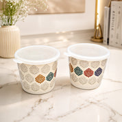 Market99 2 Pieces Printed Melamine Storage Jars - (650mL, Set Of 2)