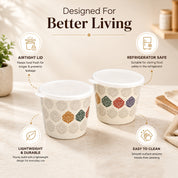 Market99 2 Pieces Printed Melamine Storage Jars - (650mL, Set Of 2)