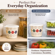Market99 2 Pieces Printed Melamine Storage Jars - (650mL, Set Of 2)