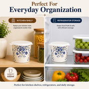 Market99 Melamine Airtight 2 Pieces Printed Storage Jars With Lid - (650mL, Set Of 2)
