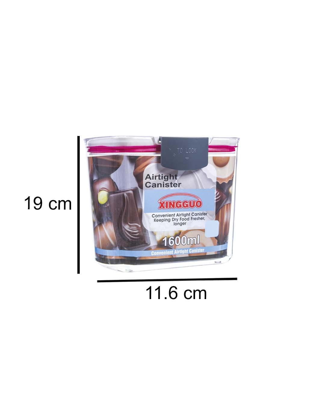 Airtight Container, Transparent, Plastic, 1.6 Litre - MARKET 99