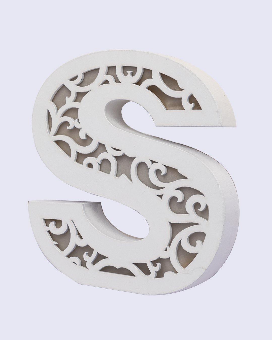 Alphabet Light, S Shape Design, White, MDF - MARKET 99