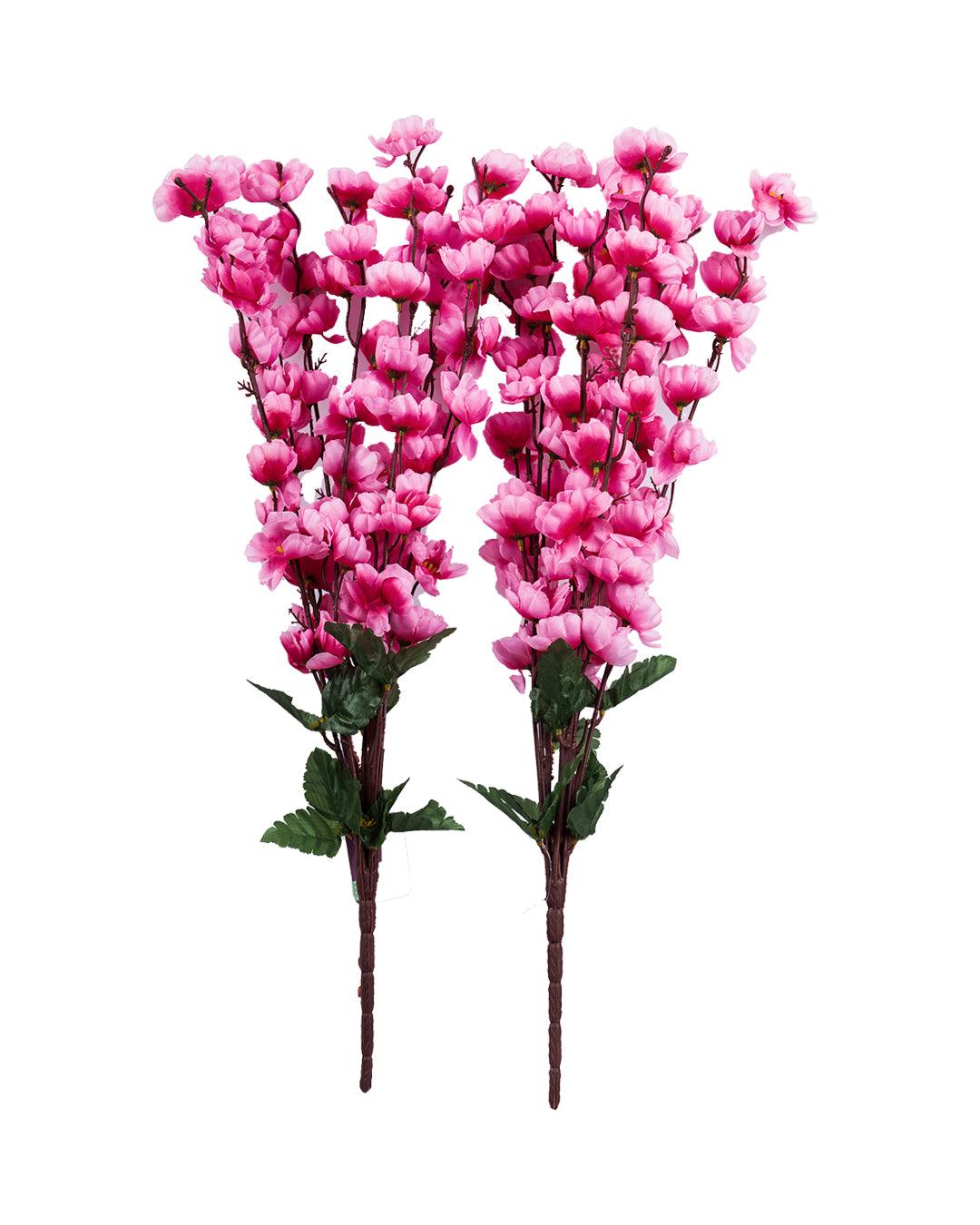 Artificial Flower Plant, Cherry Blossom, Polyester, Light Pink, Set of 2 - MARKET 99