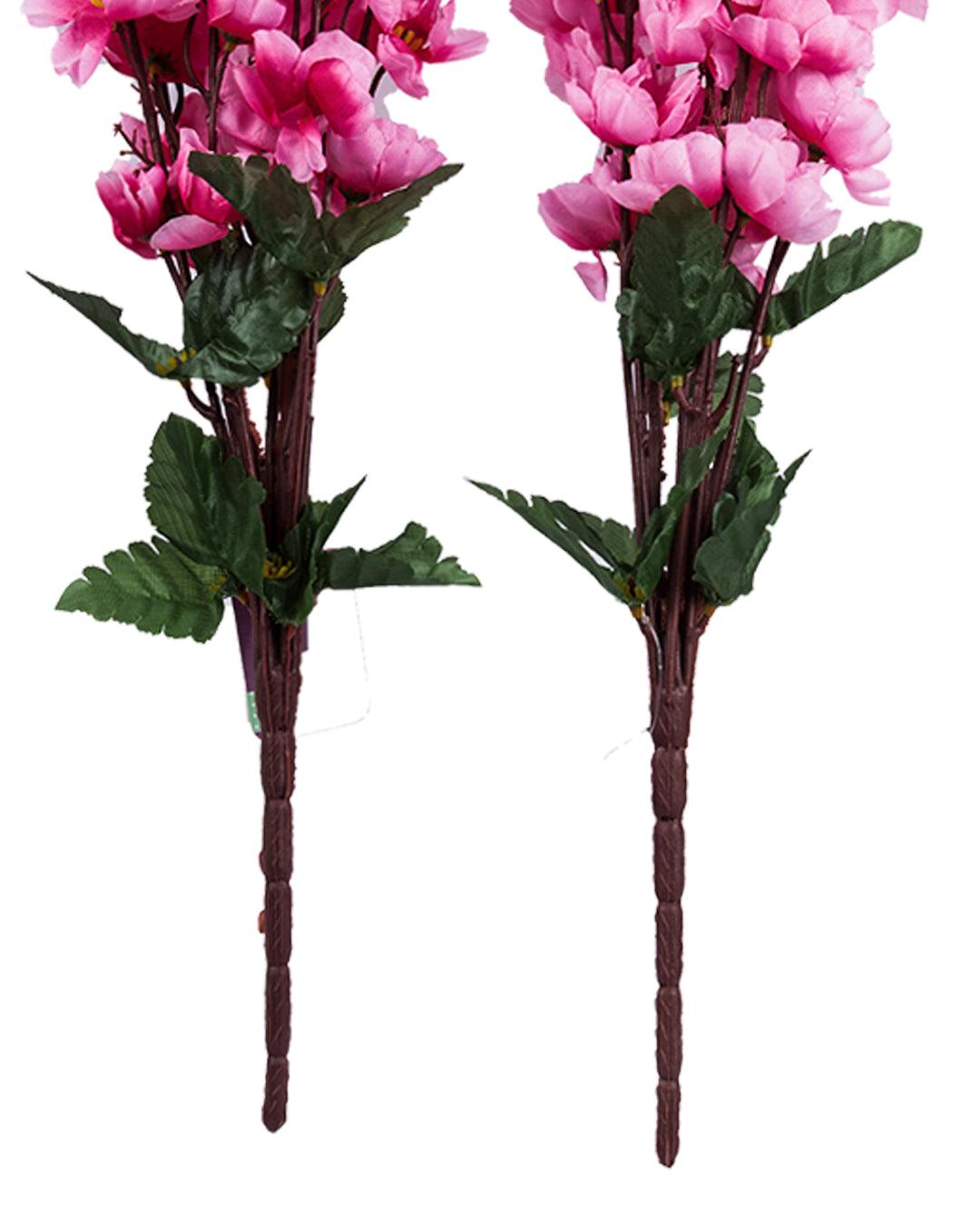 Artificial Flower Plant, Cherry Blossom, Polyester, Light Pink, Set of 2 - MARKET 99