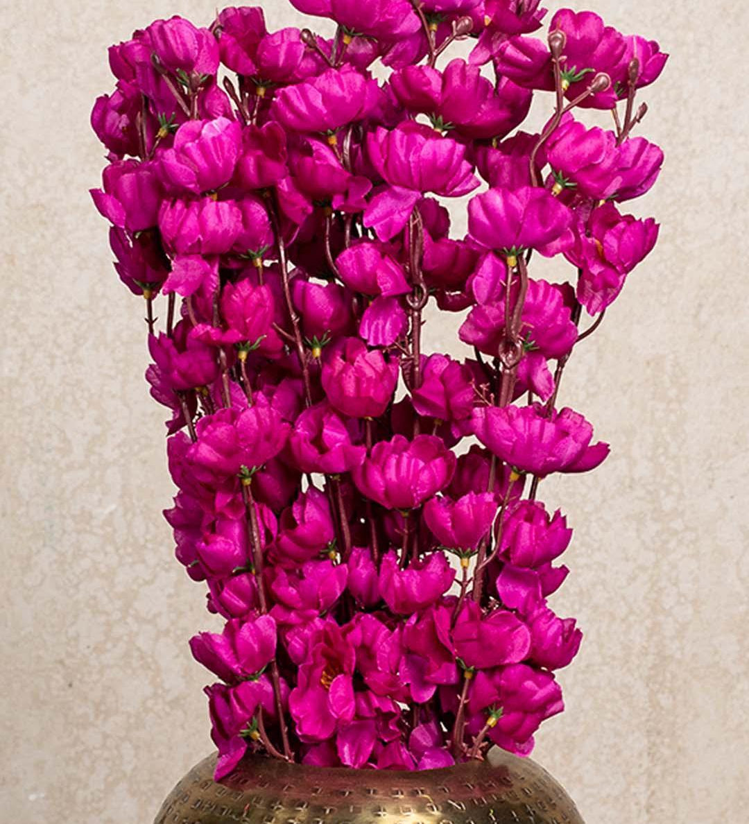 Artificial Flower Plant, Cherry Blossom, Polyester, Purple, Set of 2 - MARKET 99