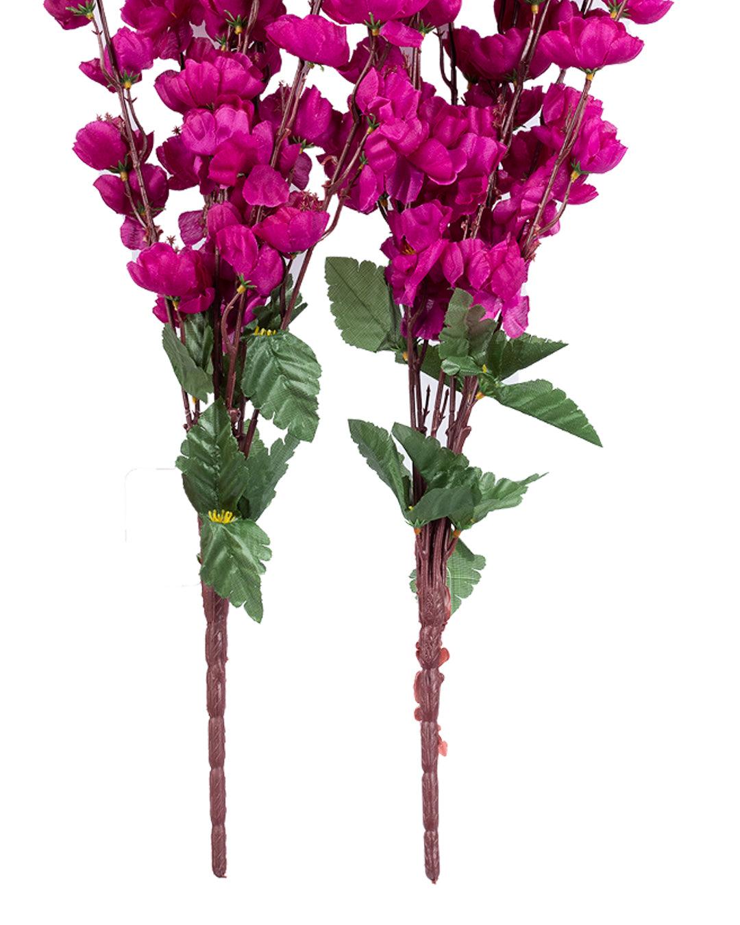 Artificial Flower Plant, Cherry Blossom, Polyester, Purple, Set of 2 - MARKET 99