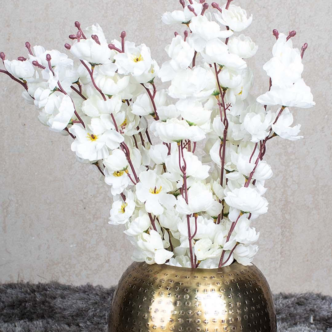 Artificial Flower Plant, Cherry Blossom, Polyester, White, Set of 2 - MARKET 99