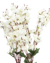 Artificial Flower Plant, Cherry Blossom, Polyester, White, Set of 2 - MARKET 99