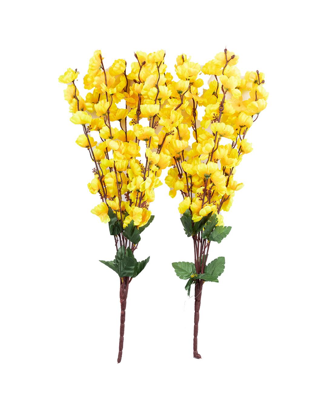 Artificial Flower Plant, Cherry Blossom, Polyester, Yellow, Set of 2 - MARKET 99