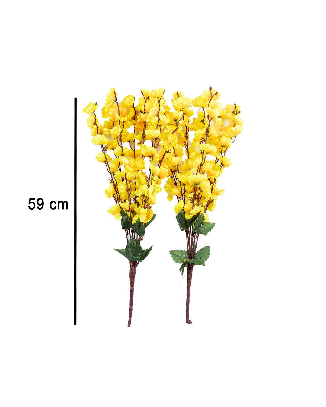 Artificial Flower Plant, Cherry Blossom, Polyester, Yellow, Set of 2 - MARKET 99