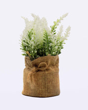 Artificial Flower Plant with Sack Bag, Green, Jute & Plastic - MARKET 99