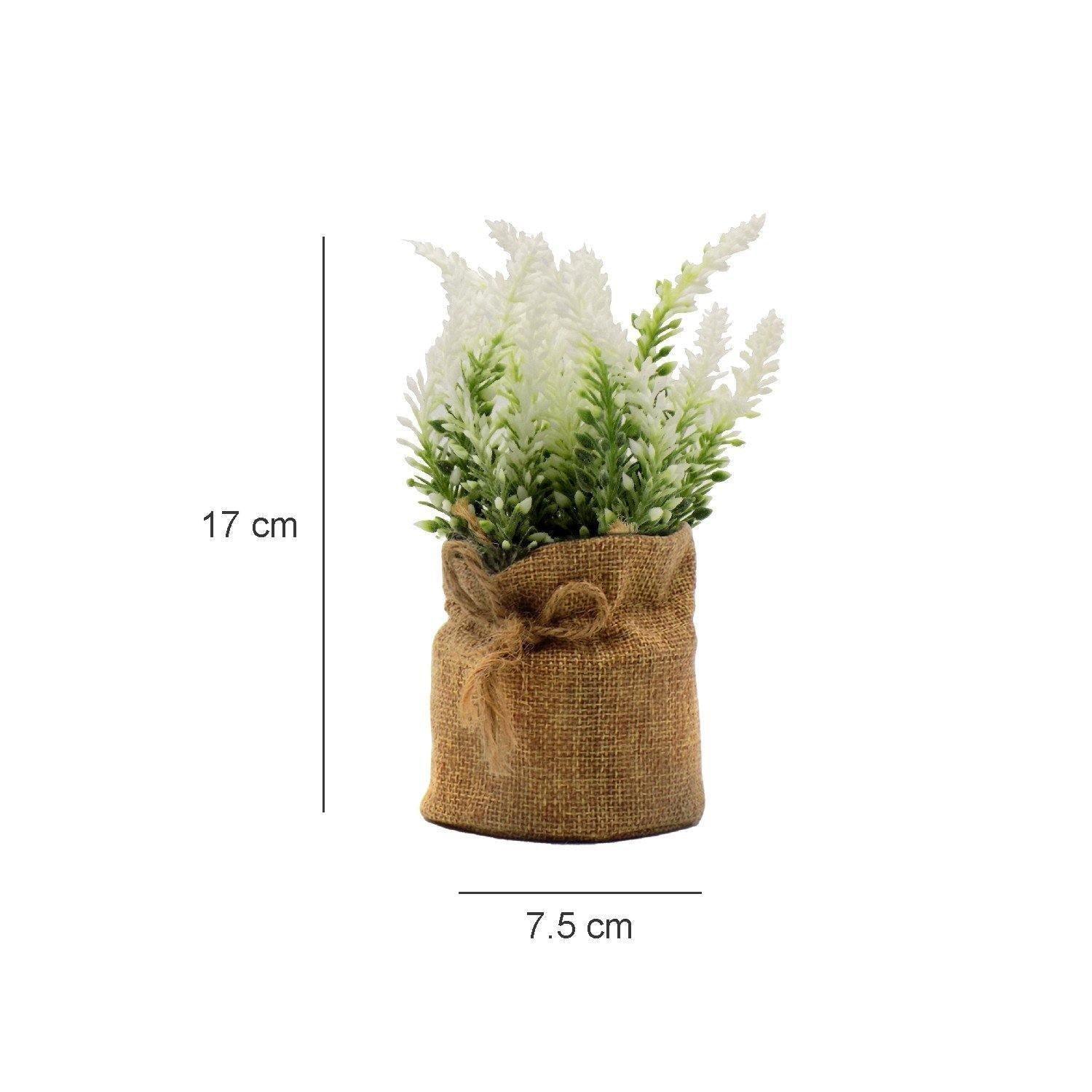 Artificial Flower Plant with Sack Bag, Green, Jute & Plastic - MARKET 99