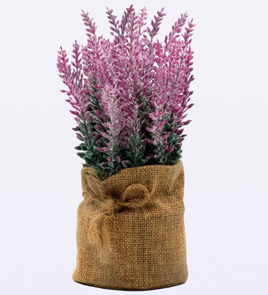 Artificial Flower Plant with Sack Bag, Pink, Jute & Plastic - MARKET 99